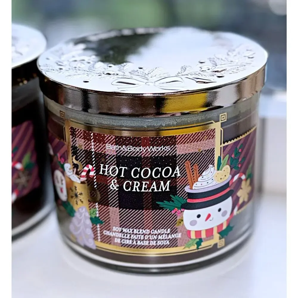 Lot of 2 Bath & Body Works Hot Cocoa & Cream Large 3-Wick Candle 14.5oz